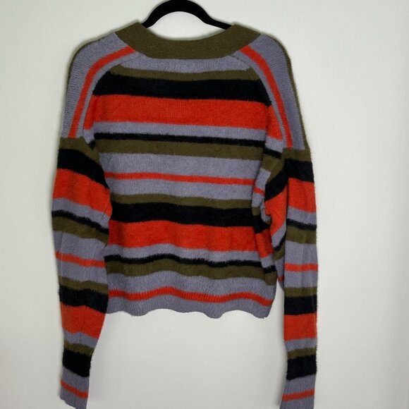 Uo Thea Striped Multicolour Fuzzy Cardigan - Picture 4 of 4